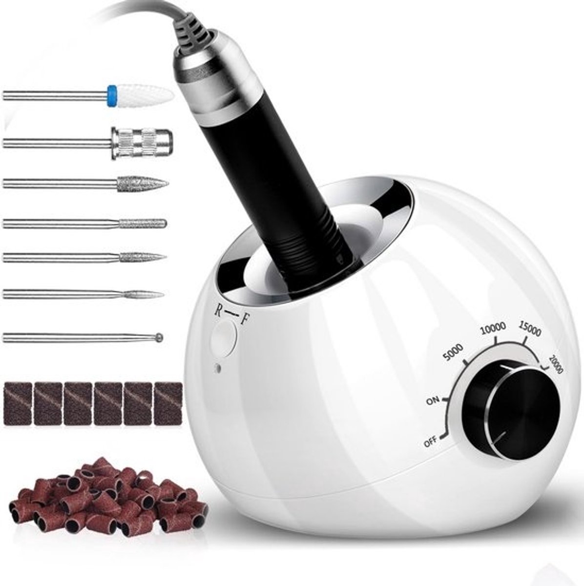 Nagelfrees 35.000 tpm – Professionele elektrische nagelvijl met keramische bit en 6 opzetstukken voor gelnagels en acrylnagels – Complete manicure en pedicure set