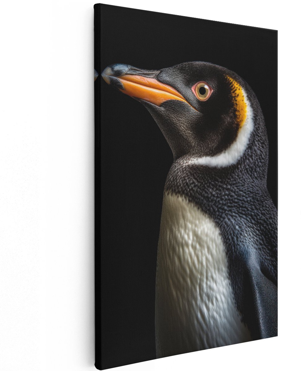 Artaza Canvas Schilderij Pinguïn - 120x180 cm - Groot - Wanddecoratie Vogels - Muurdecoratie Dieren - Decoratie Natuur Portret - Schilderijen Op Canvas