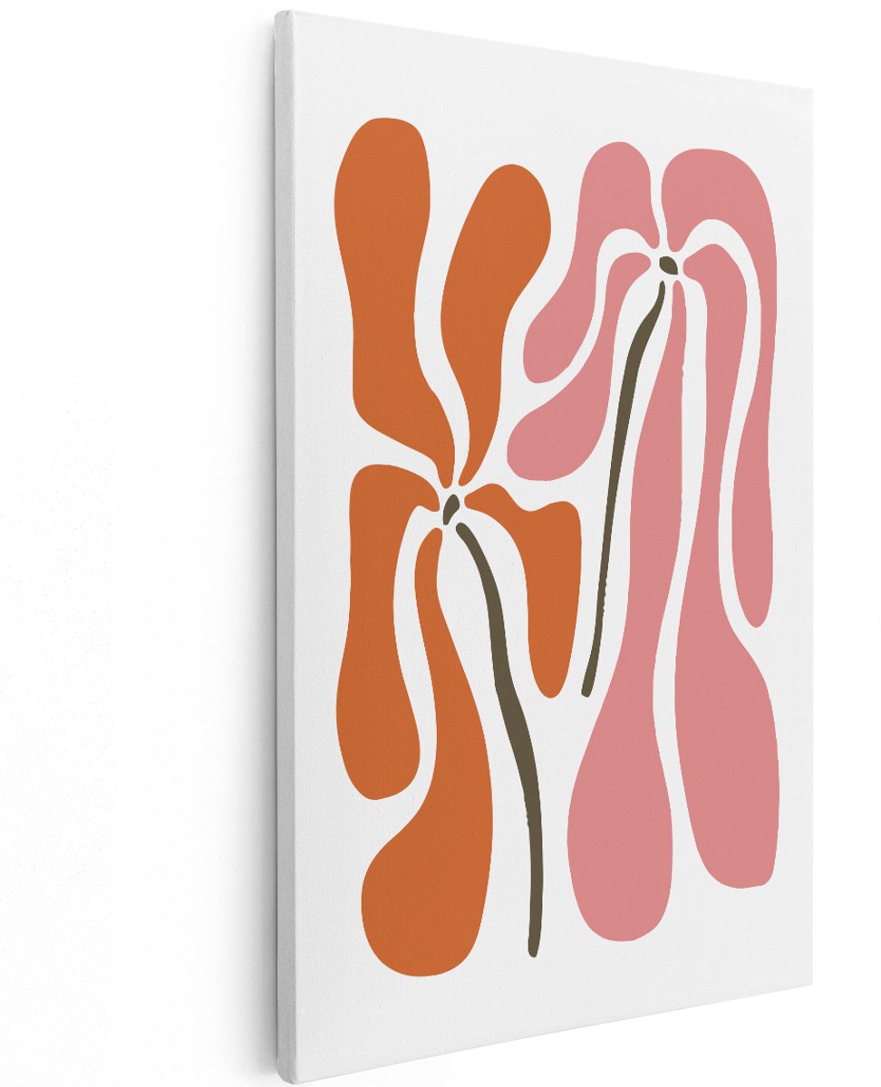 Artaza Canvas Schilderij Abstracte Bloemen - 120x180 cm - Groot - Wanddecoratie Boho - Muurdecoratie Woonkamer - Decoratie Organische Vormen - Roze