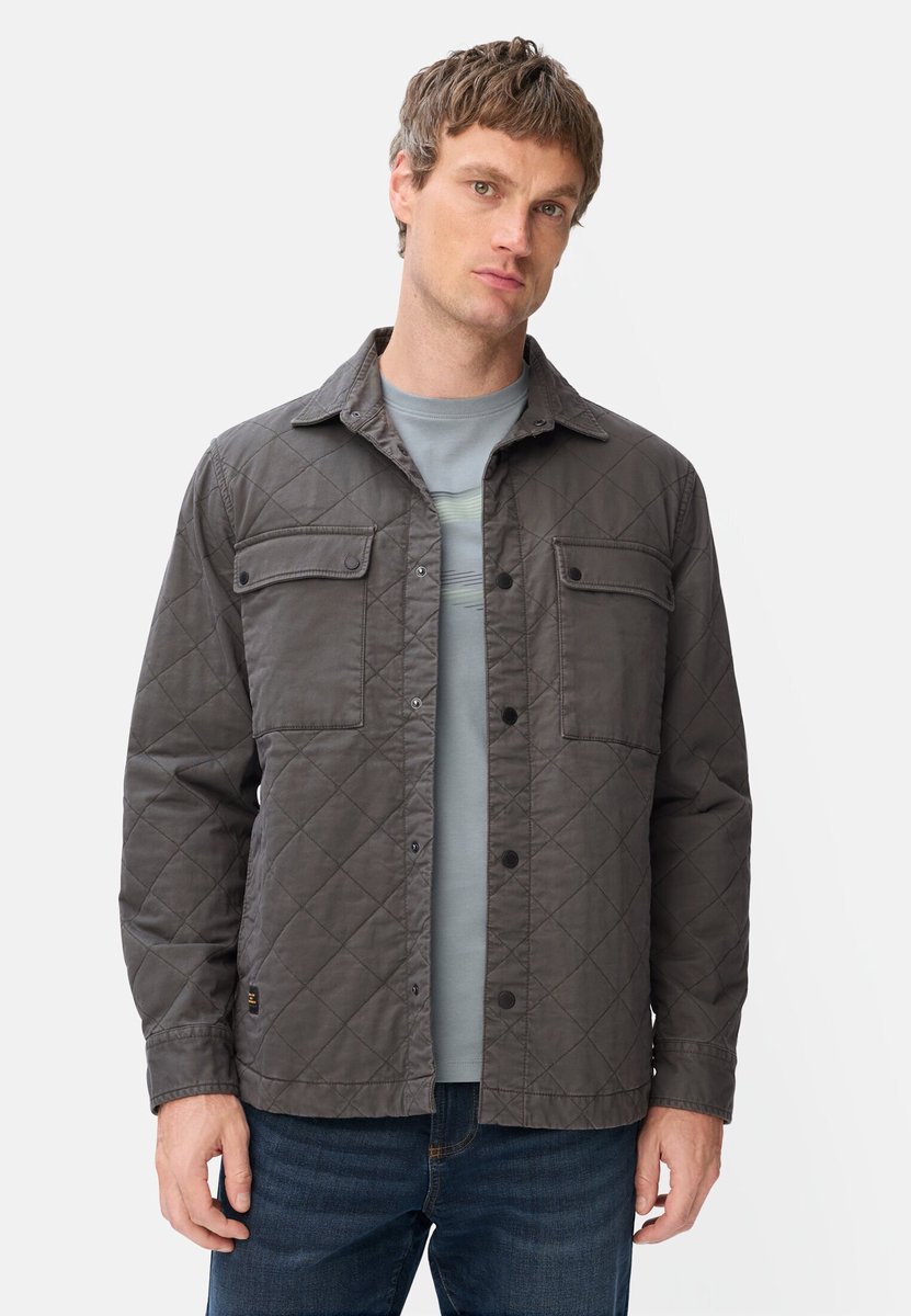 camel active Overshirt met ruitjespatroon - Maat menswear-L - Grafietgrijs