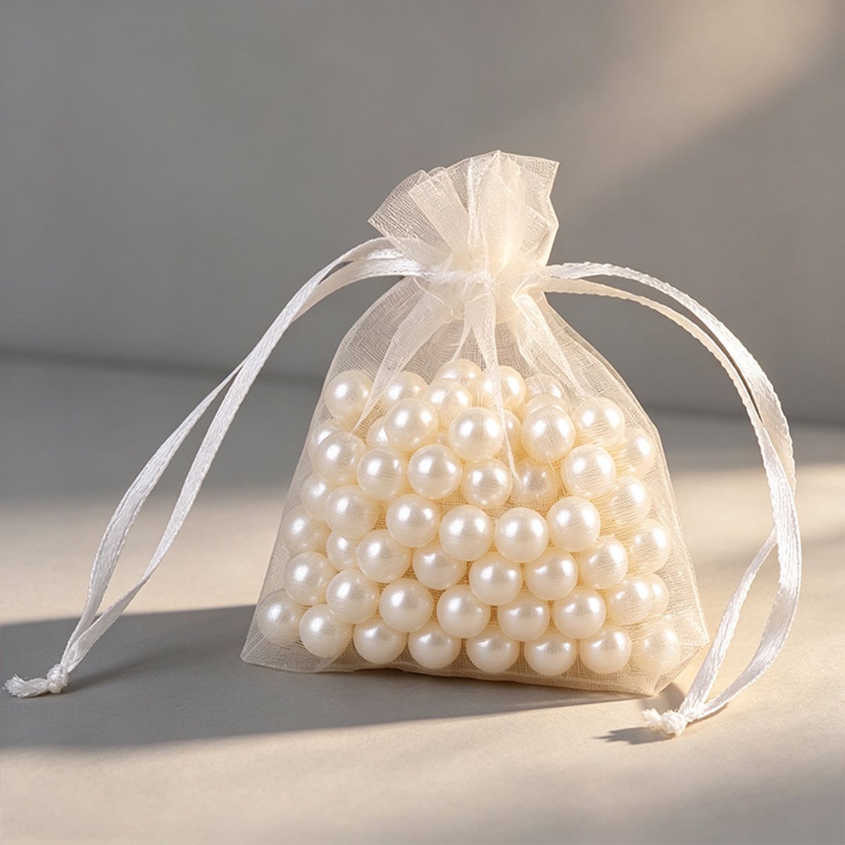 Verpakking van 50 geschenkzakjes, geschikt voor bruiloften, netverpakkingen voor sieraden.-gebroken wit-17*23cm