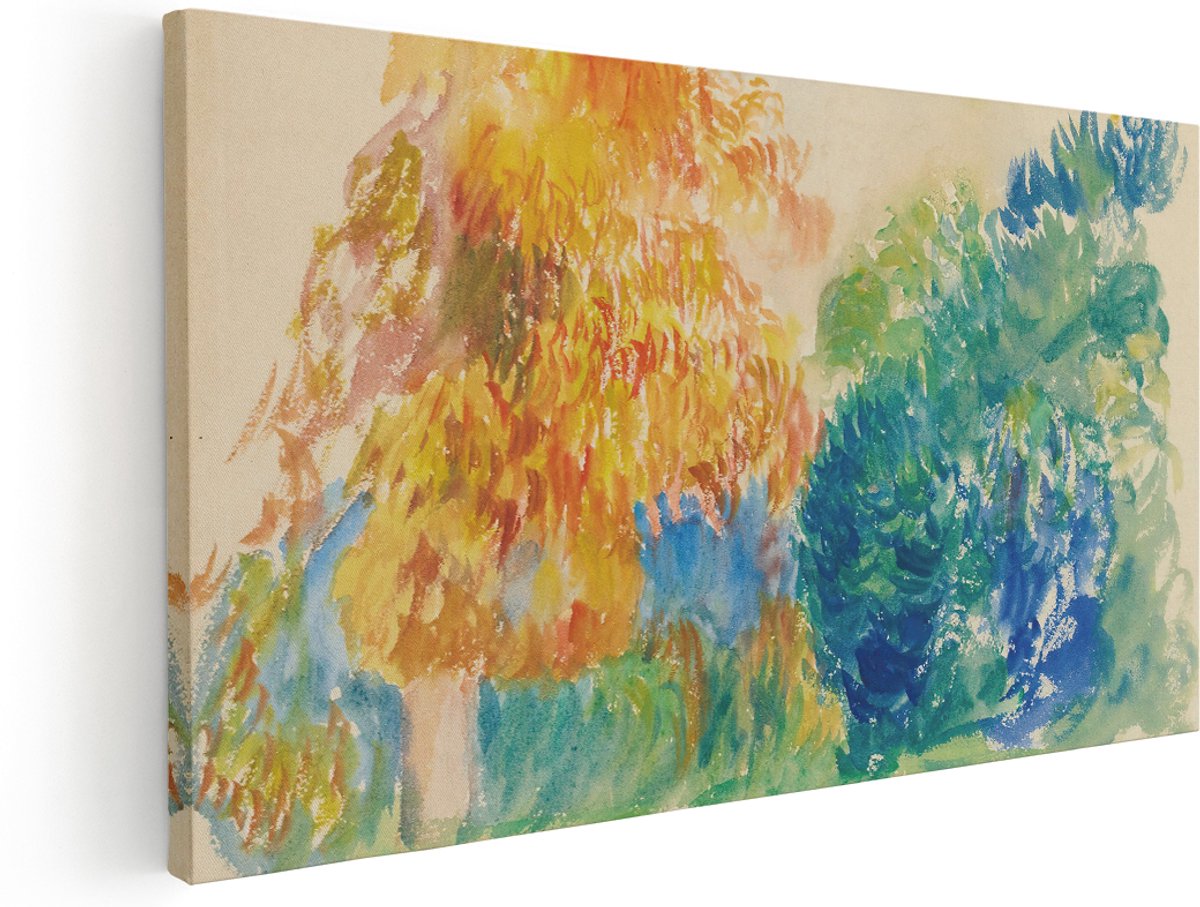 Artaza Canvas Schilderij Kleurrijk Landschap - 180x90 cm - Groot - Wanddecoratie Abstracte Natuur - Muurdecoratie Bomen - Schilderijen Op Canvas
