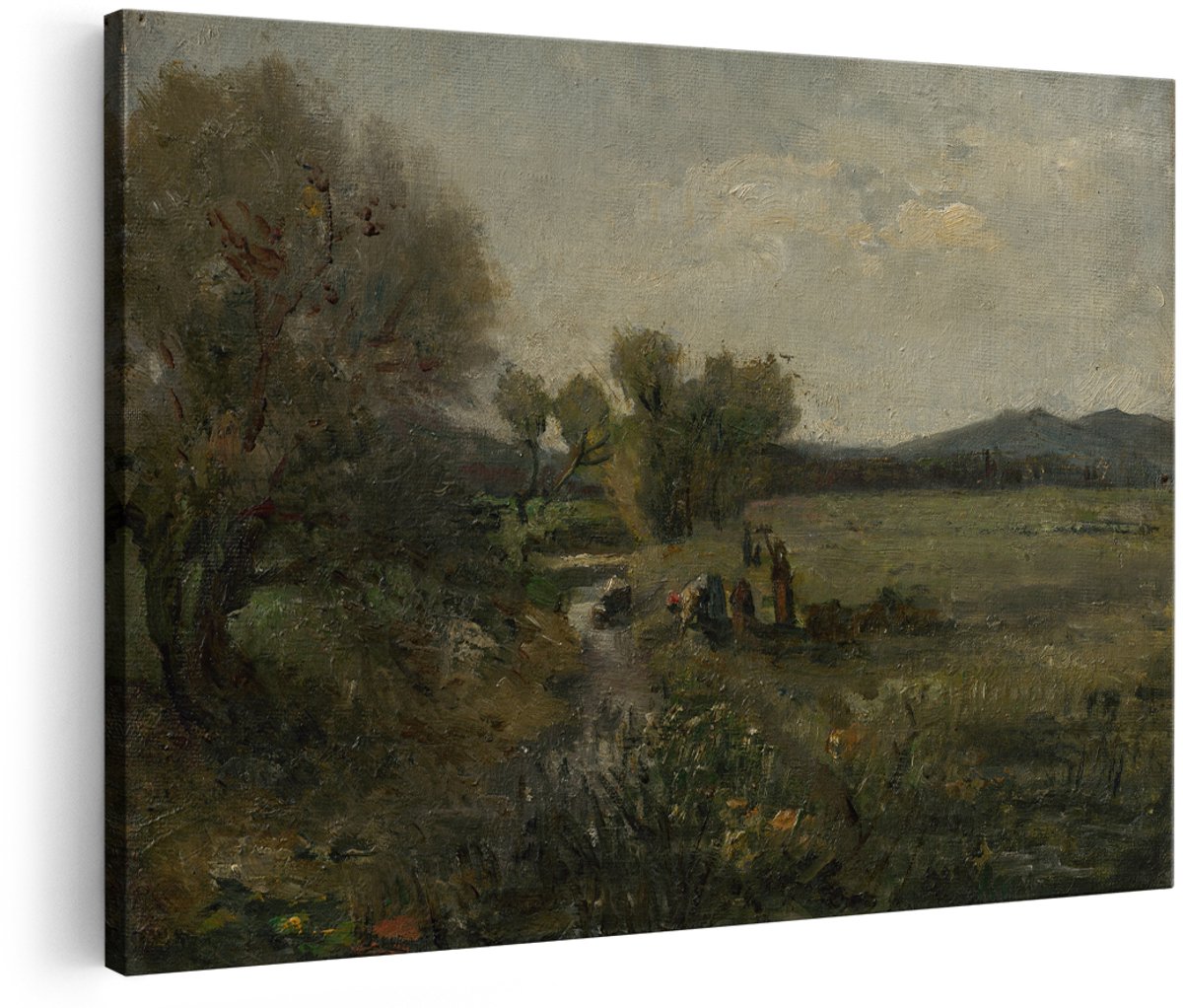 Artaza Canvas Schilderij Landschap - 180x120 cm - Groot - Wanddecoratie Natuur - Muurdecoratie Heuvels - Schilderijen Woonkamer Figuren