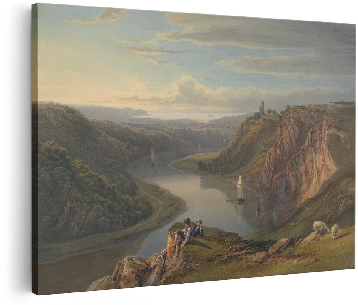 Artaza Canvas Schilderij Landschap - 180x120 cm - Groot - Wanddecoratie Rivier - Muurdecoratie Natuur - Schilderijen Op Canvas Romantisch