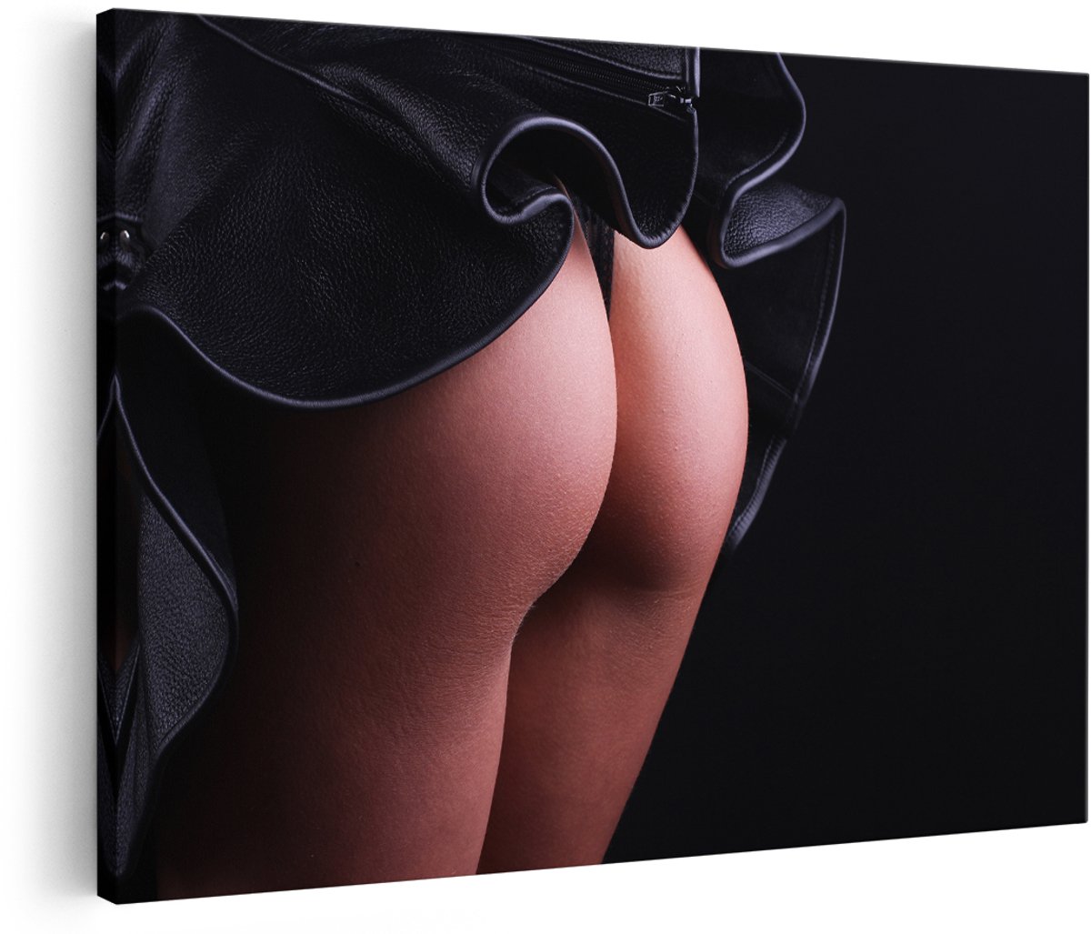 Artaza Canvas Schilderij Vrouwen Billen onder een Rok - Erotiek - 180x120 cm - Groot - Wanddecoratie Woonkamer - Schilderijen - Muurdecoratie