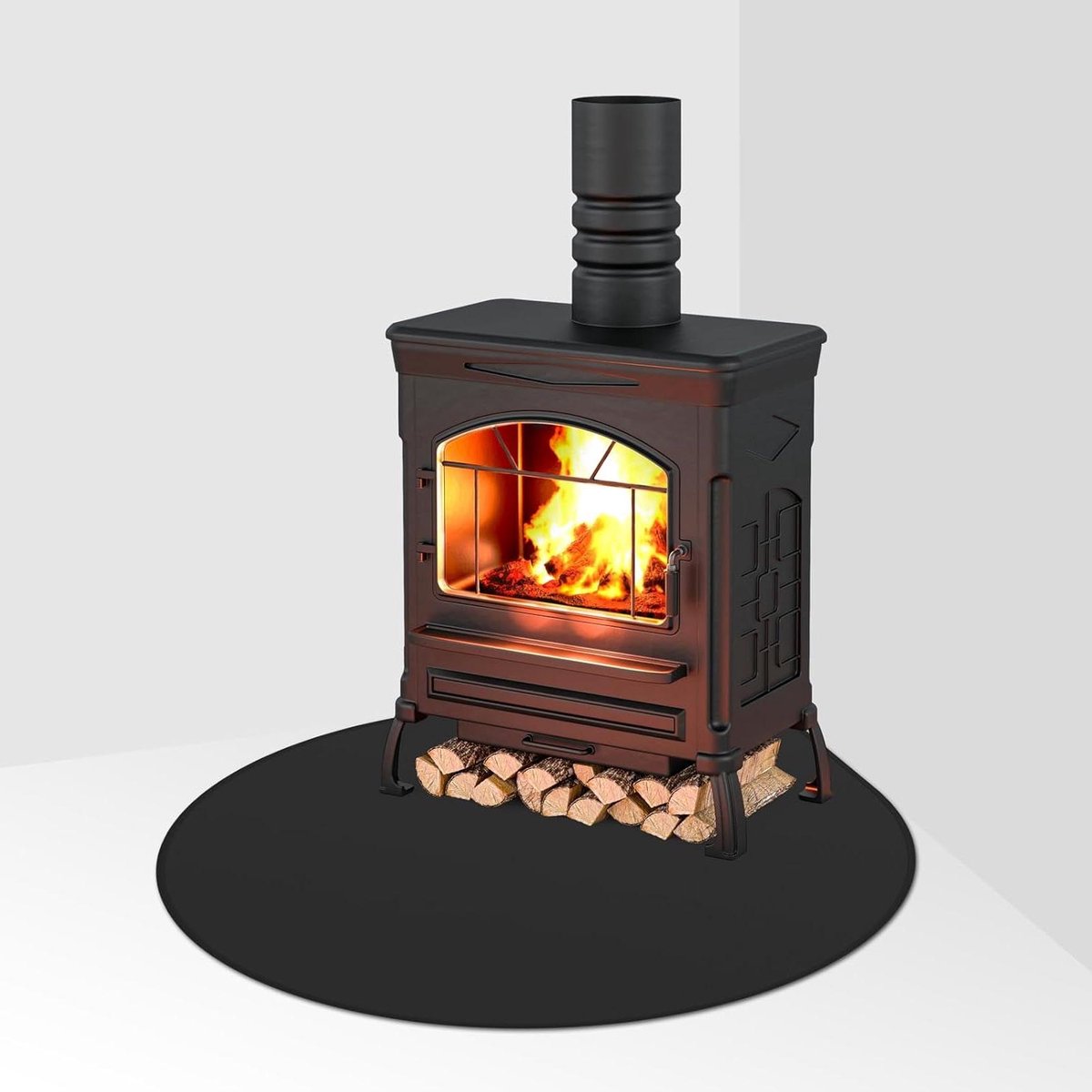 Vuurvaste Mat - Haardkleed Vloerbescherming - Open Haard Gebruik - Hittebestendig Tot 1832°C - 100 x 100 cm - Zwart