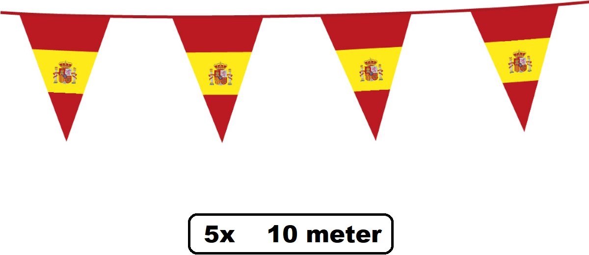 5 stuks Vlaggenlijn Spanje 10 meter - Landen EK WK Spain festival thema feest fun