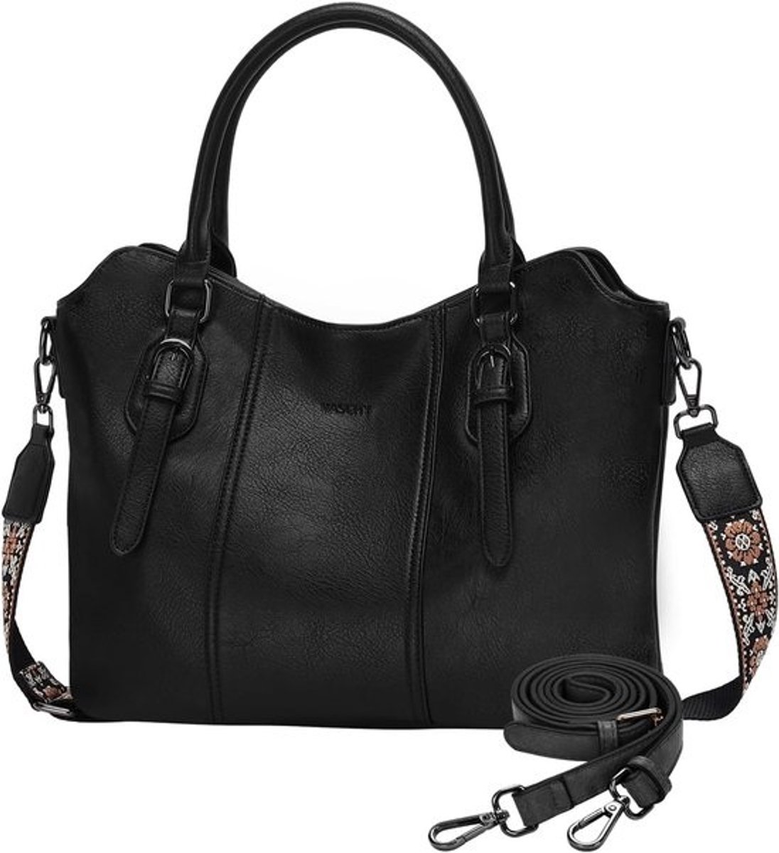 Dames Handtas - Schoudertas Tote - School Werk - Lichtgewicht Leer - 34x16x30cm - Bruin