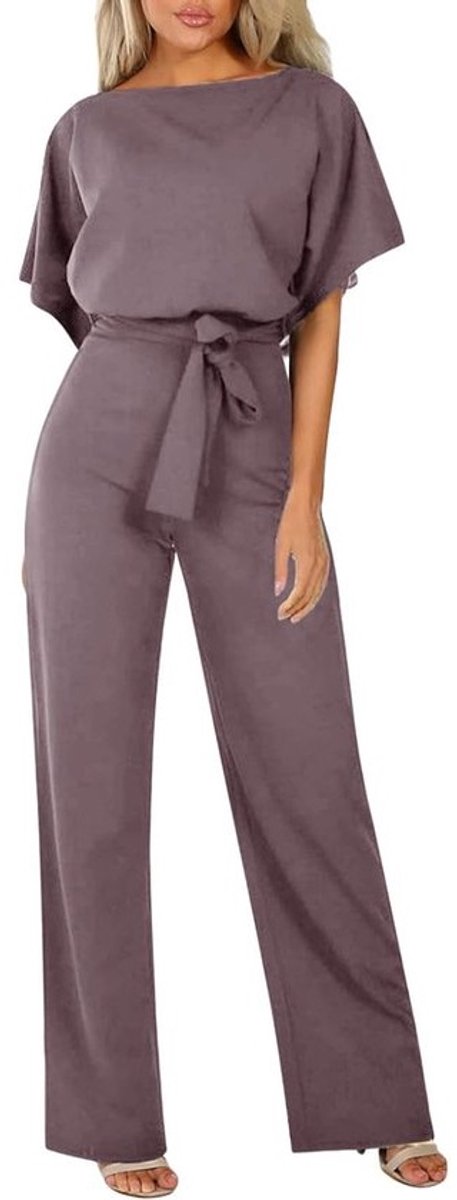 Dames Jumpsuit Kort - Elegante Playsuit - Feestelijk Gelegenheid - Korte Mouw Kant - Effen