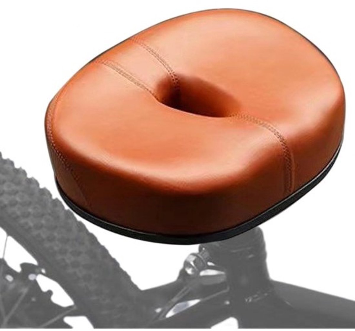 Fietszadel zonder neus - Ergonomisch zitkussen - Comfortabel fietsen - Anatomische ontlasting - 27.5 x 21.5 x 7.5 cm - Bruin
