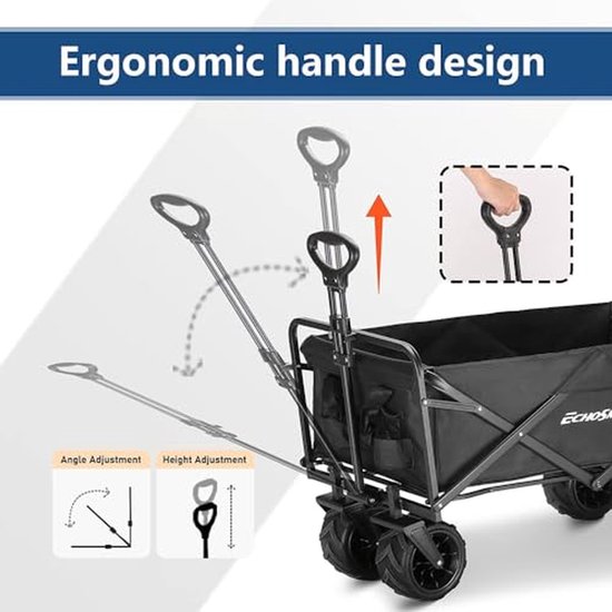 Opvouwbare Bolderkar - Transportwagen Handwagen - Zware Lasten Vervoeren - 160 kg Belastbaar - 200 Liter Capaciteit - Zwart van Opvouwbare Bolderkar — afbeelding 5