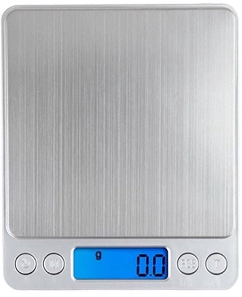Digitale Keukenweegschaal - Mini Weegschaal Precisie - Afwegen Ingrediënten - Roestvrijstalen Platform - 3000g X 0.1g - Zilver