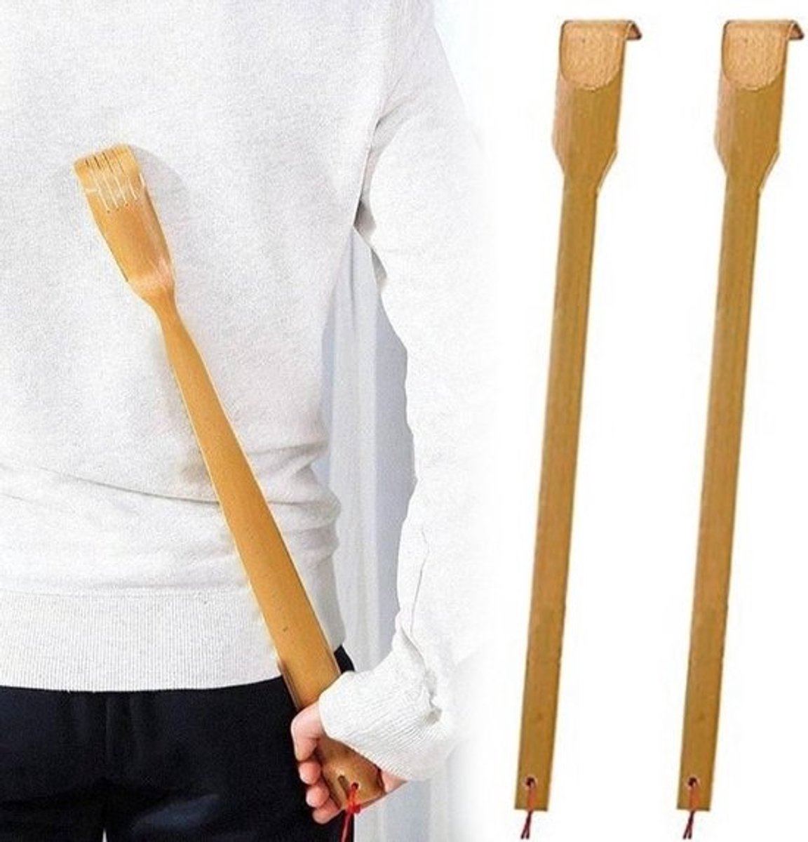 Rugkrabber Set - Houten Massage - Jeuk Verlichten - Handgemaakt Ontwerp - 43 cm Lengte - Natuurlijk Hout