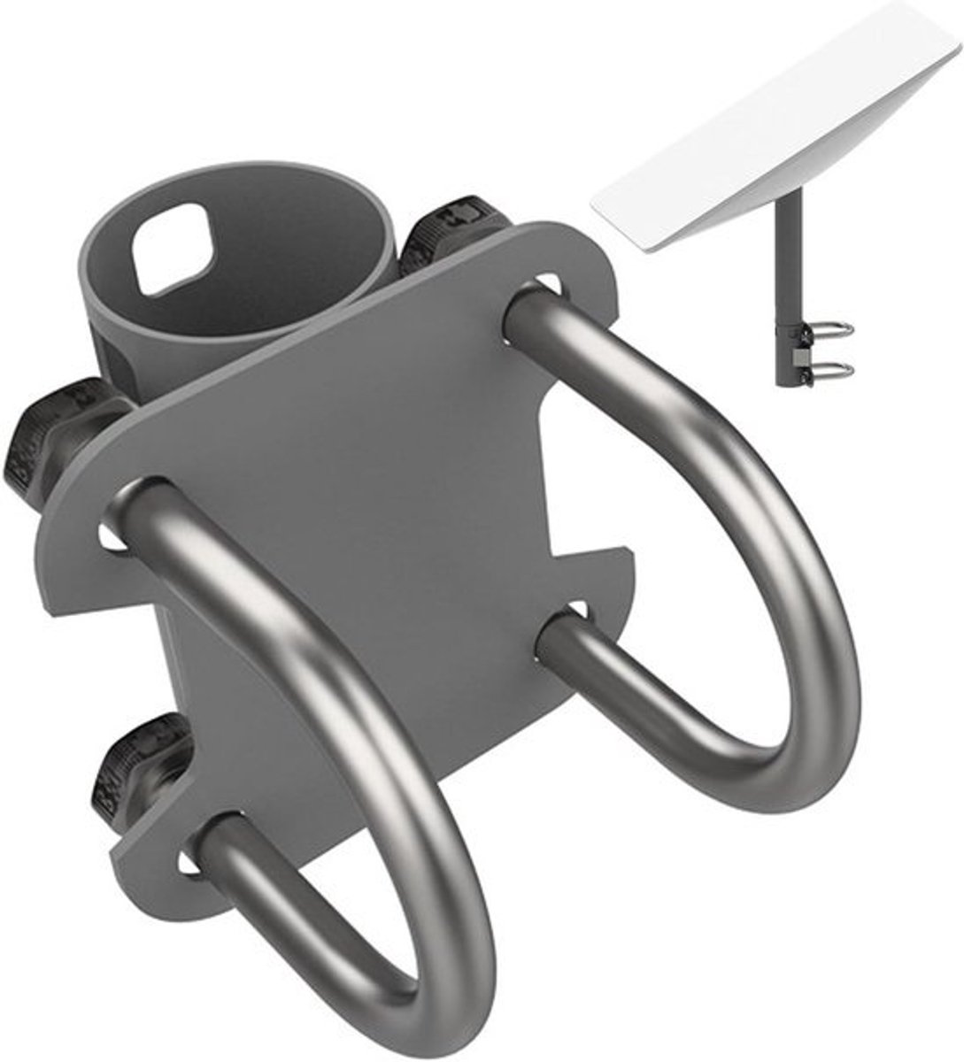 Antenne Mast Houder - Antenne Beugel - Satelliet Ontvangst - Roestvrij Staal - 3-5 cm Mast - Zilver