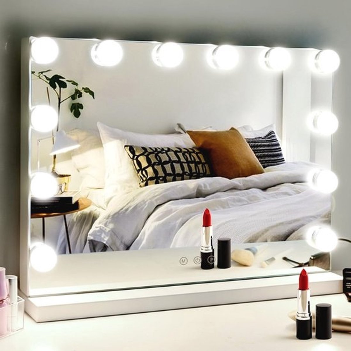 Verlichte Make-up Spiegel met Dimbare LED-lampen en 10x Vergroting