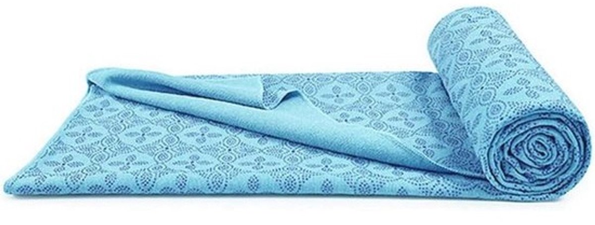 Antislip Yogamat met Handdoek, Microfiber Sneldrogend en Zweetabsorberend voor Yoga en Pilates - Hemelsblauw (183x63cm)