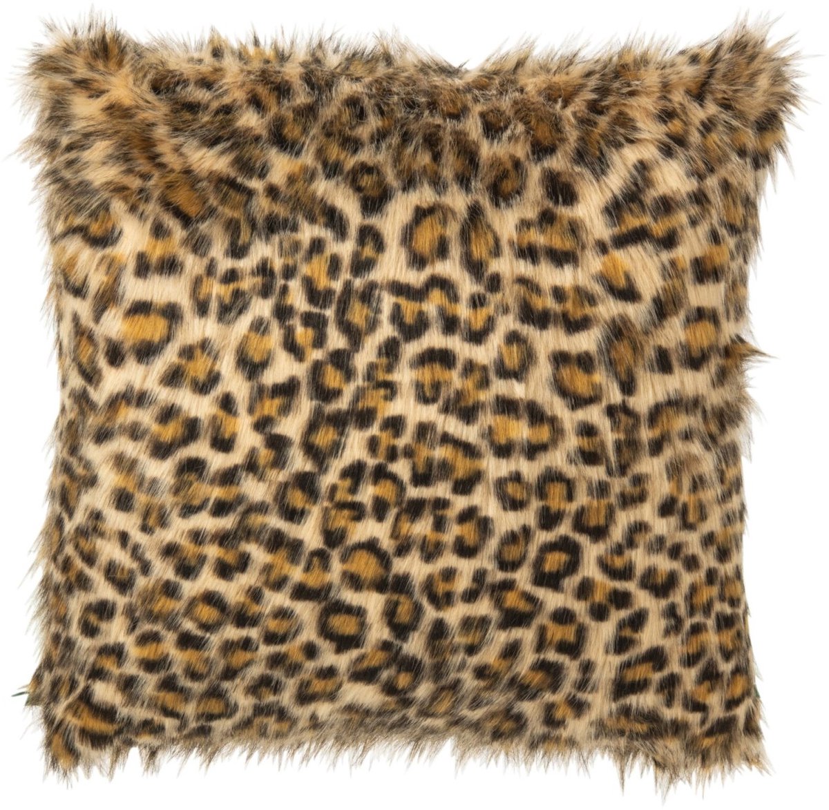 J-Line Kussen met luipaardmotief - polyester - roest/beige