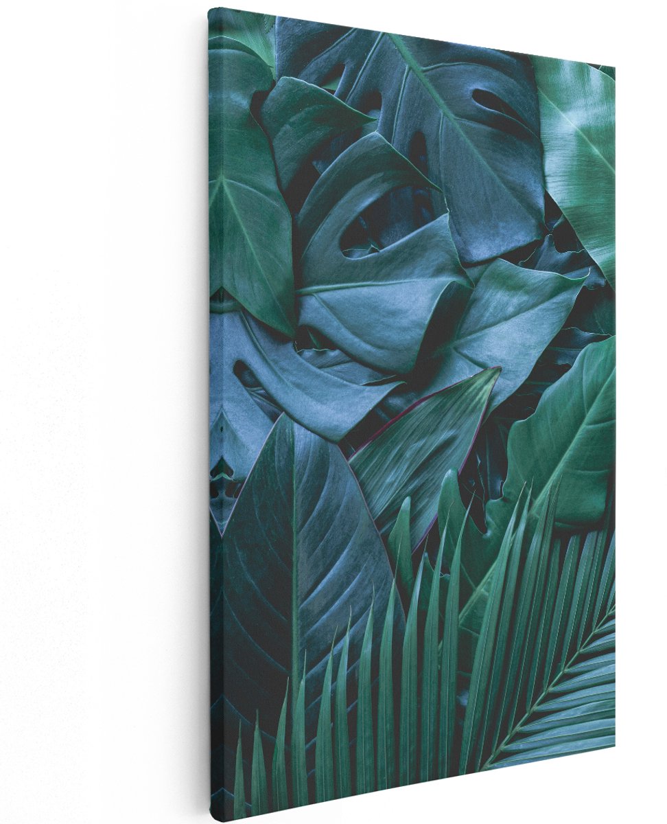 Artaza Canvas Schilderij Tropische Groene Bladeren - 120x180 cm - Groot - Wanddecoratie Woonkamer - Schilderijen - Muurdecoratie