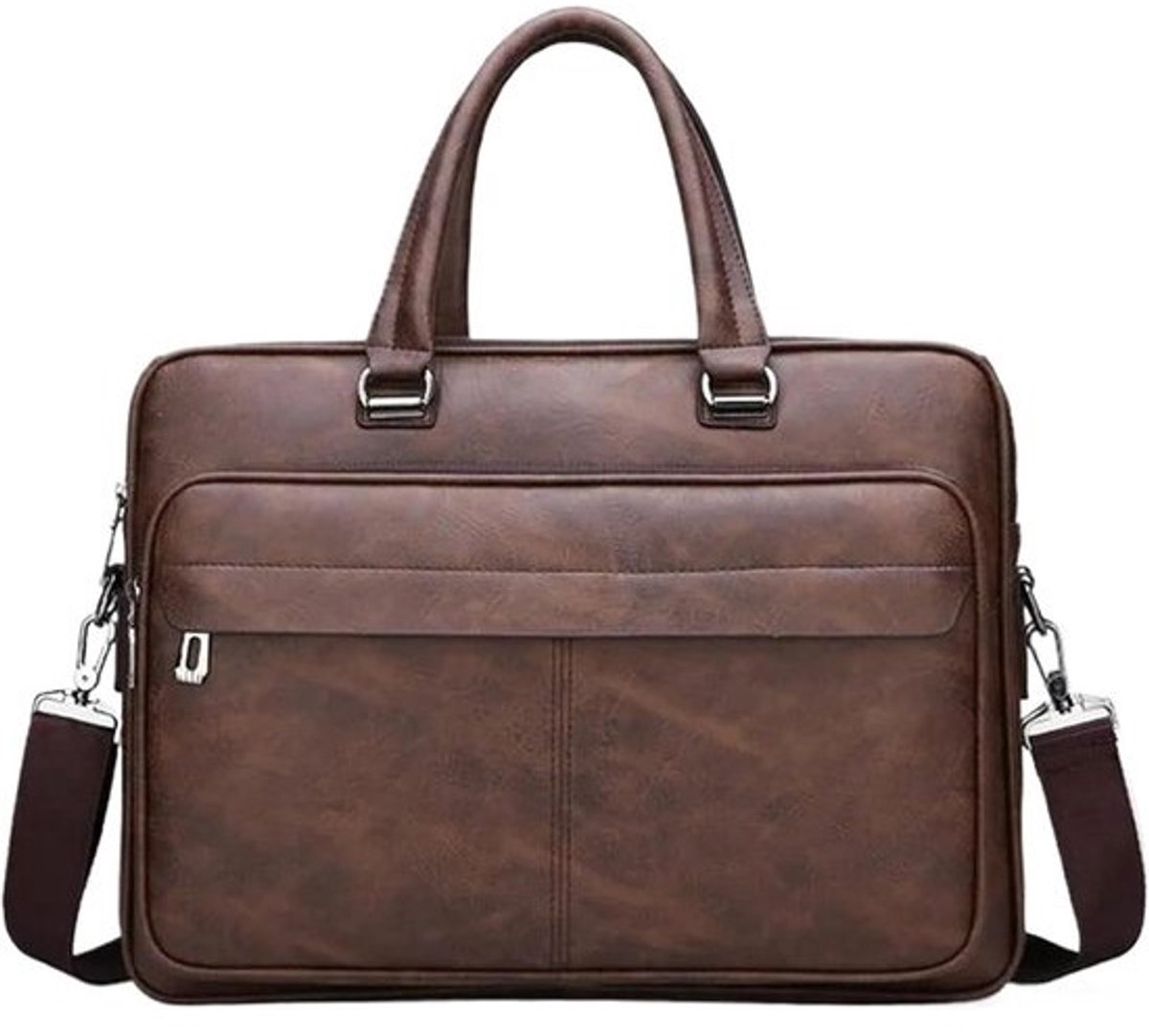 Laptoptas Heren - Aktetas Schoudertas - Zakelijk Vervoer - Ruim Interieur - 38 cm - Zwart