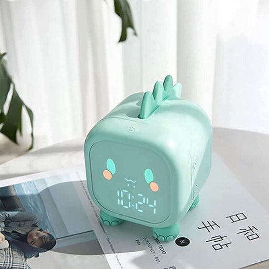 Kinderwekker - Nachtlampje Klok - Ontwaken en Slaapkamer - 5 Kleurveranderingen - USB Oplaadbaar - Groen — afbeelding 3