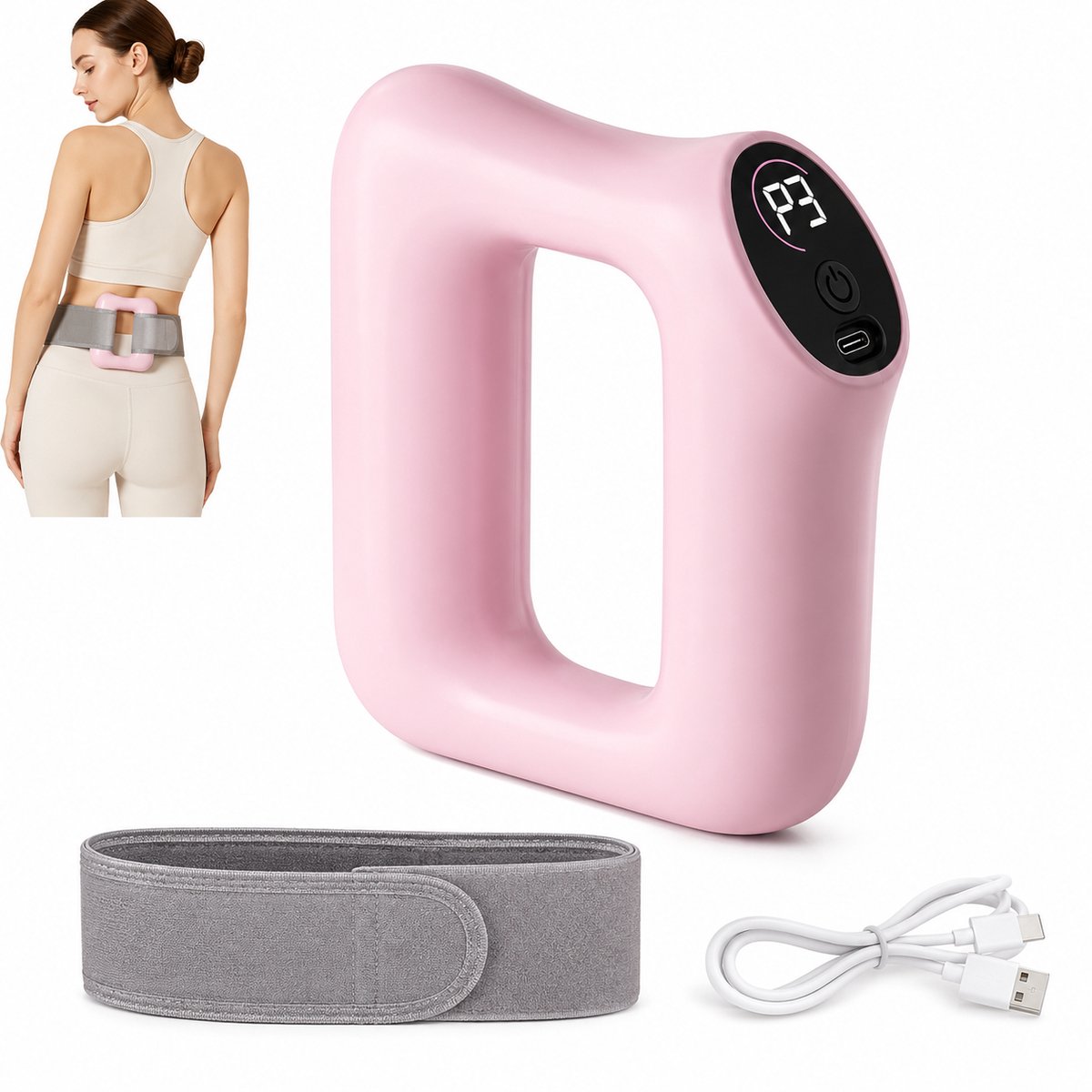 Massageapparaat Vibratie - Multifunctionele Fascia-Ring - Taille-Afslankring - 5 Standen - 45db - Voor Fitnessliefhebbers - Roze