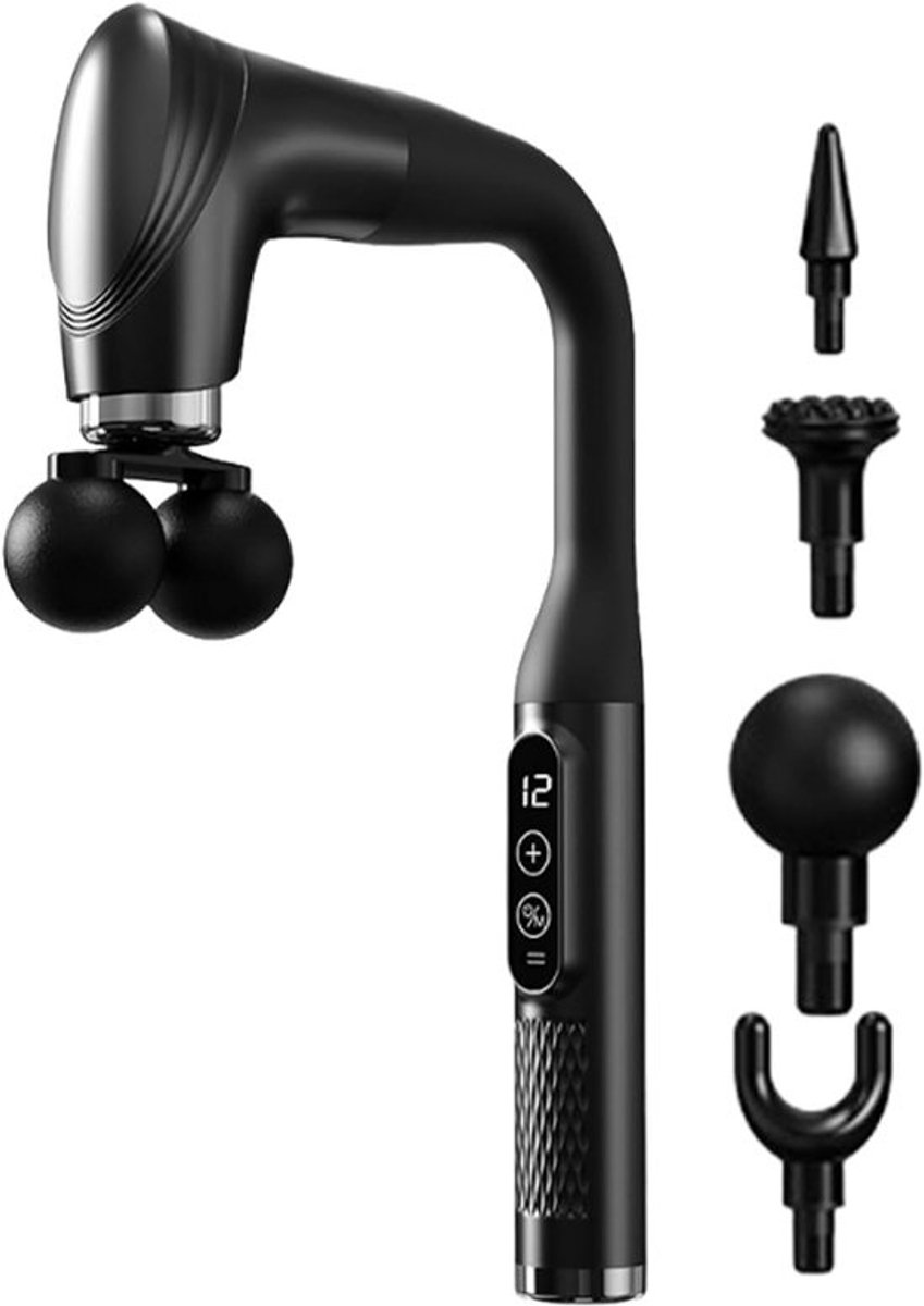Elektrisch Massagepistool - Spierstimulator Percussieapparaat - Spierherstel Bevorderen - Ergonomisch Ontwerp - 37 x 25 x 6 cm - Zwart