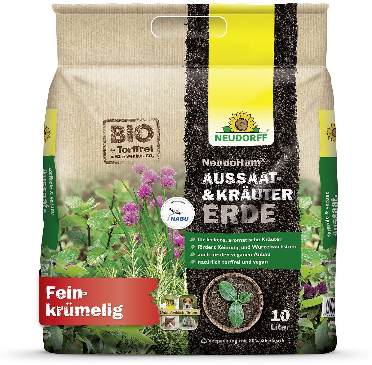 Neudorff NeudoHum bio zaai- & kruidenaarde 10 liter turfvrij