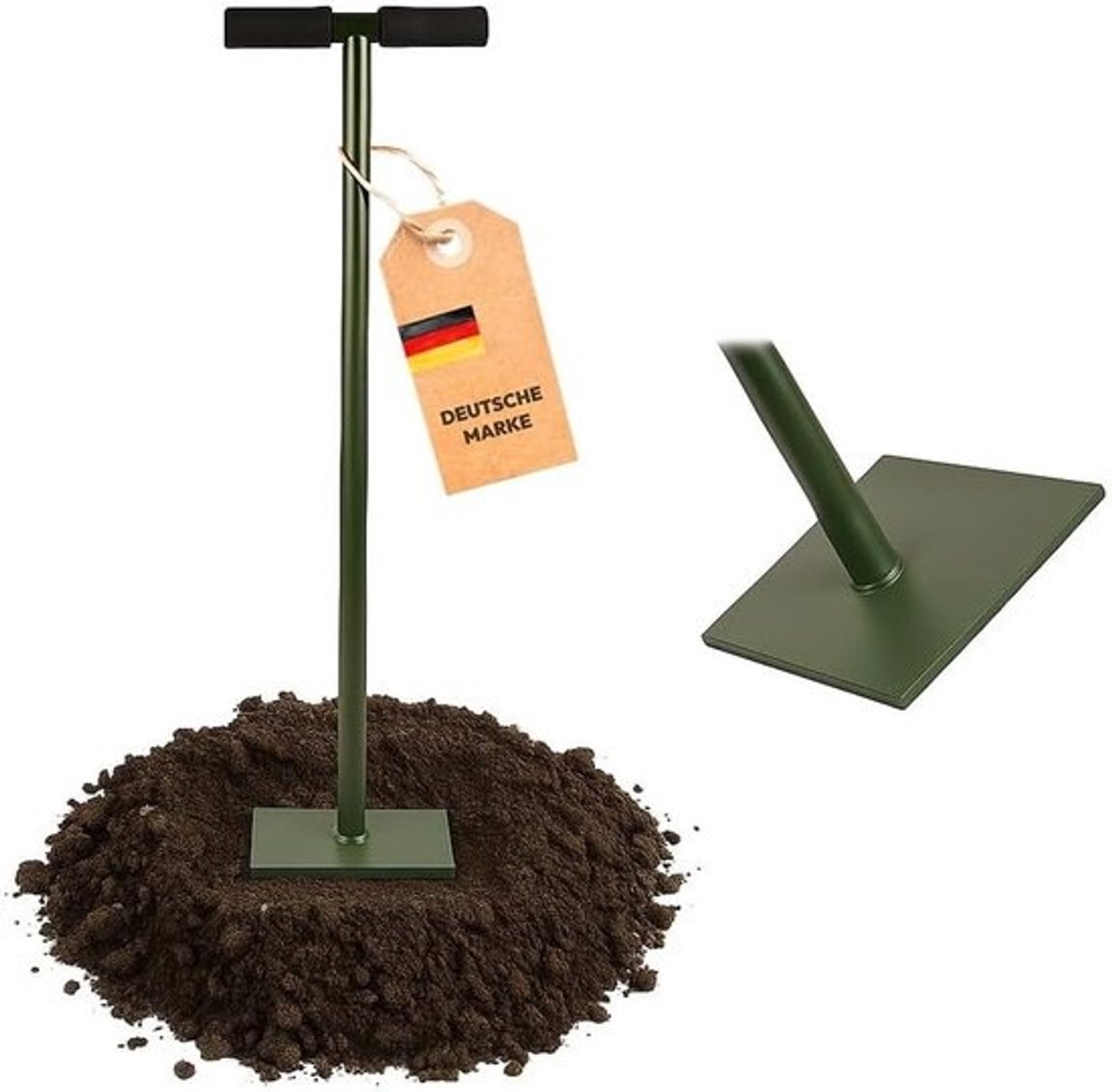 Grondverdichter Handstamper - Tuinstamper Aardstamper - Opritten Trottoirs - Gepoedercoat Staal - 20x20cm Plaat - Zwart