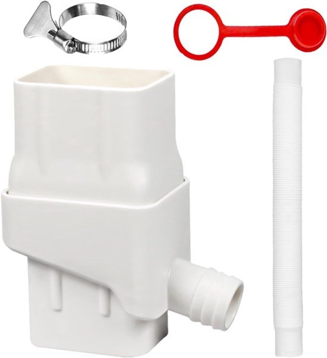 Regentonomvormer - Regenpijp omvormer - Regenwater opvangen - Instelbare collector - 5 x 7 cm - Wit