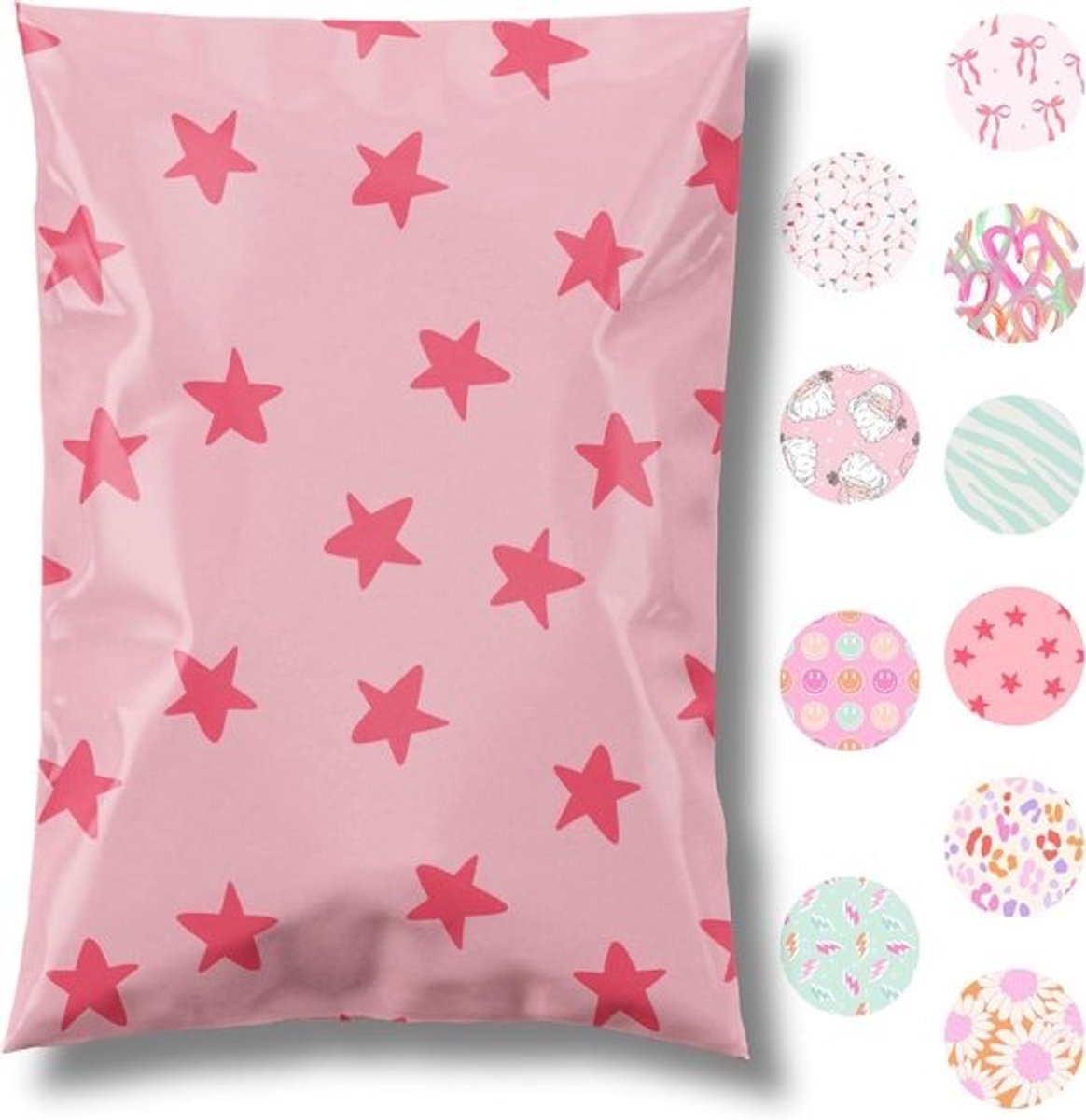 Pakket Verzendzakken - Poly Mailers Enveloppen - Kleine Bedrijven Verpakking - Waterdicht Scheurbestendig - 10x13 Inch - Sterren Roze