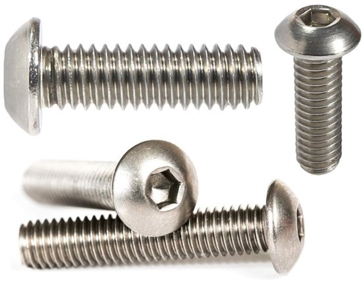 Knopkop Schroeven - Inbusbouten Bouten - Machine Bevestiging - A2 Roestvrij Staal - M6 x 25mm