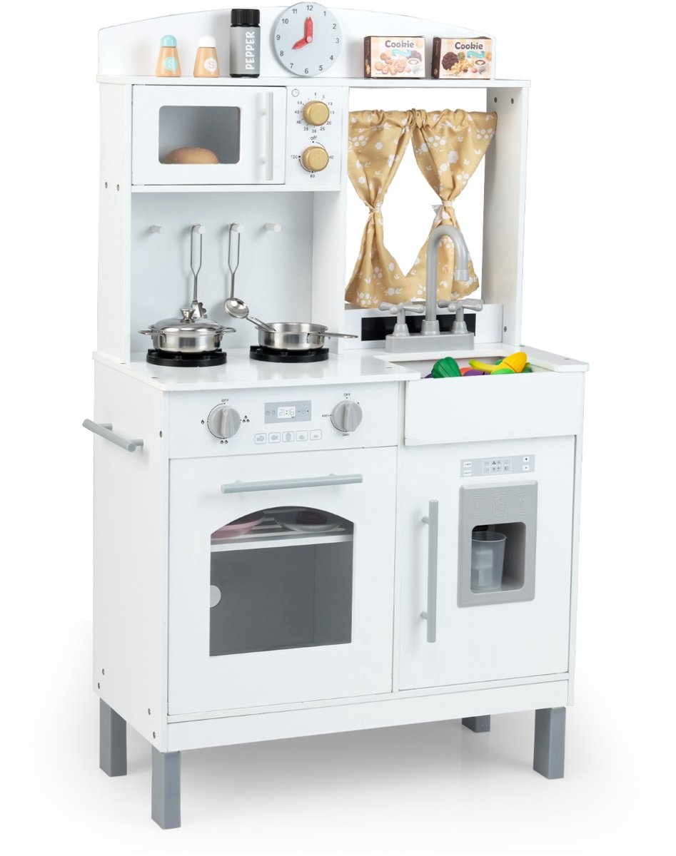 SureDeal® - Rollenspell - Kinderspeelkeuken Houten Kinderkeuken - Hoogte instellingen Magnetron - Wit
