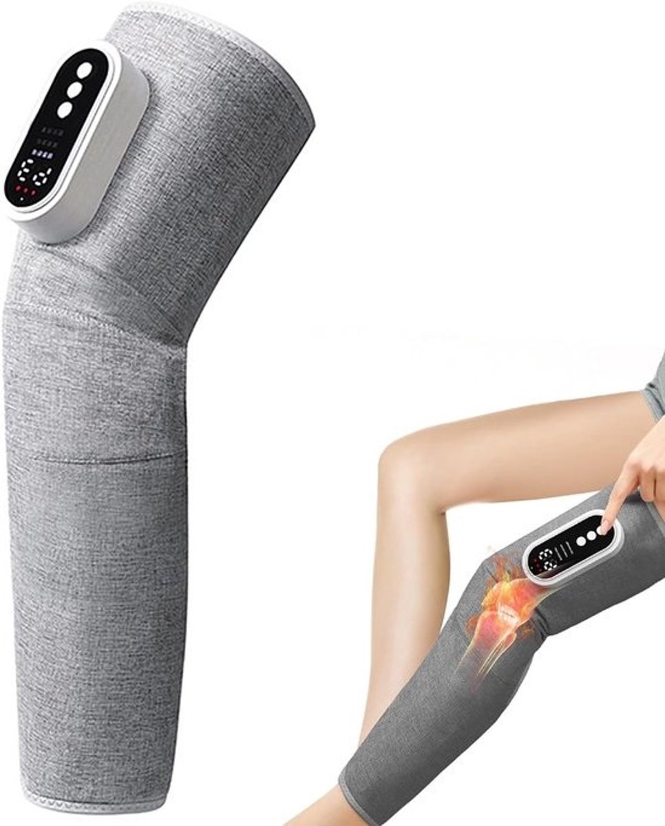 Elektrische Beenmassager - Spierontspanning Massage - Verlicht Spierpijn - Met Warmtefunctie - Verstelbare Grootte - Grijs
