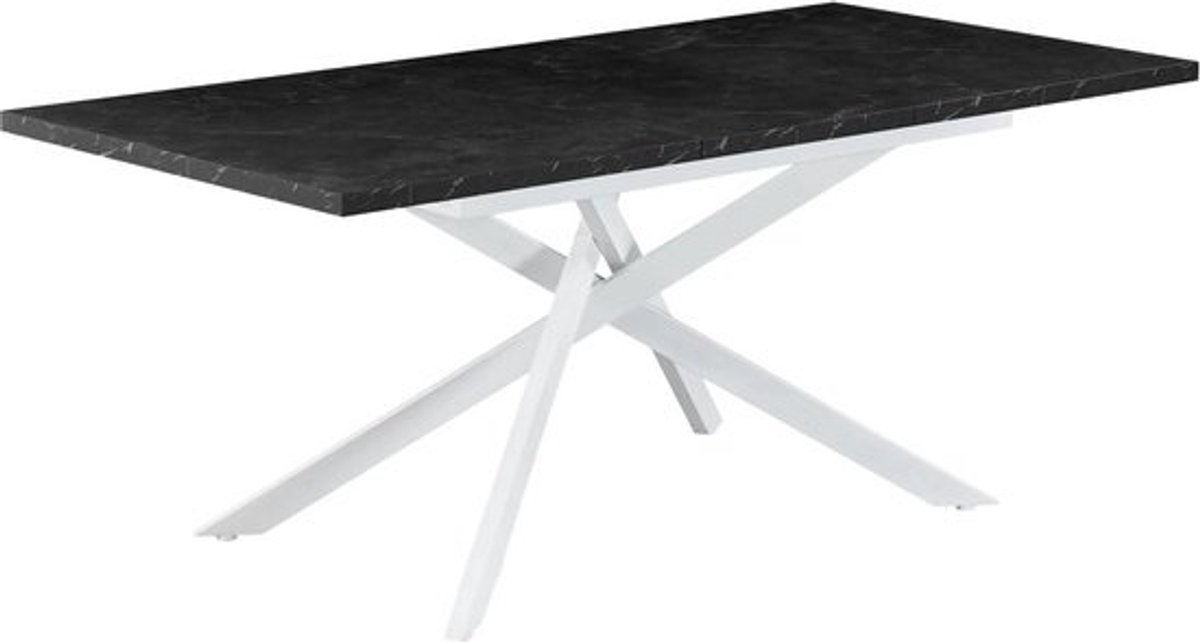 Uitschuifbare Eettafel 120-160 cm voor 4-6 Personen - Houten Tafel met Kruisframe - Industrieel Modern Design