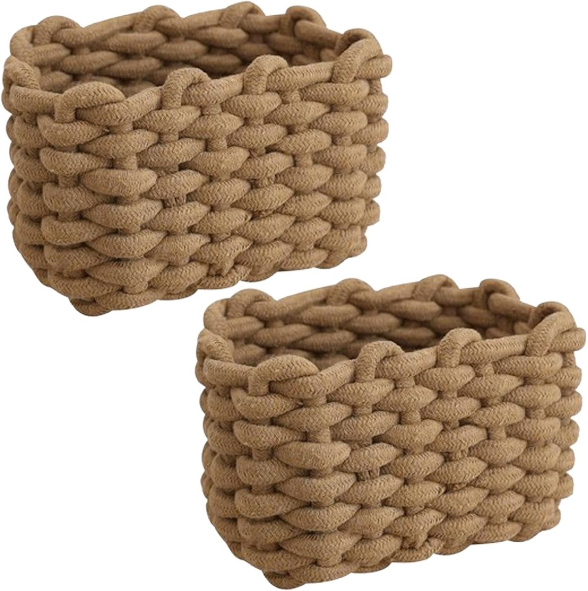 Woven cotton rope opbergmanden set van 2, perfect voor het organiseren van persoonlijke spullen en dagelijkse benodigdheden