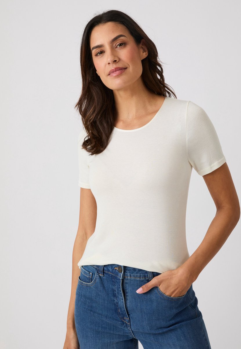Damart - Thermolactyl Sensitive T-shirt met korte mouwen, ronde hals - Dames - Wit - 50-52 (XL)
