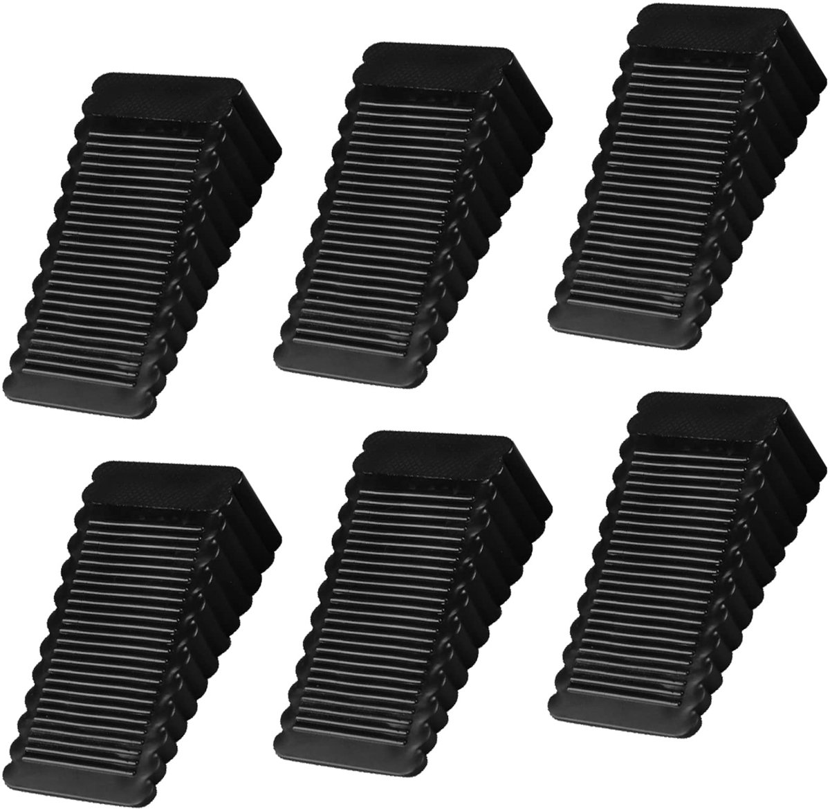 Wig Deurstopper - Siliconen - Krasbestendig en Antislip - Geschikt voor alle vloeren - Voor badkamer, balkondeur, kinderkamer, terrasdeur en glazen deuren - Zwart - 6 stuks