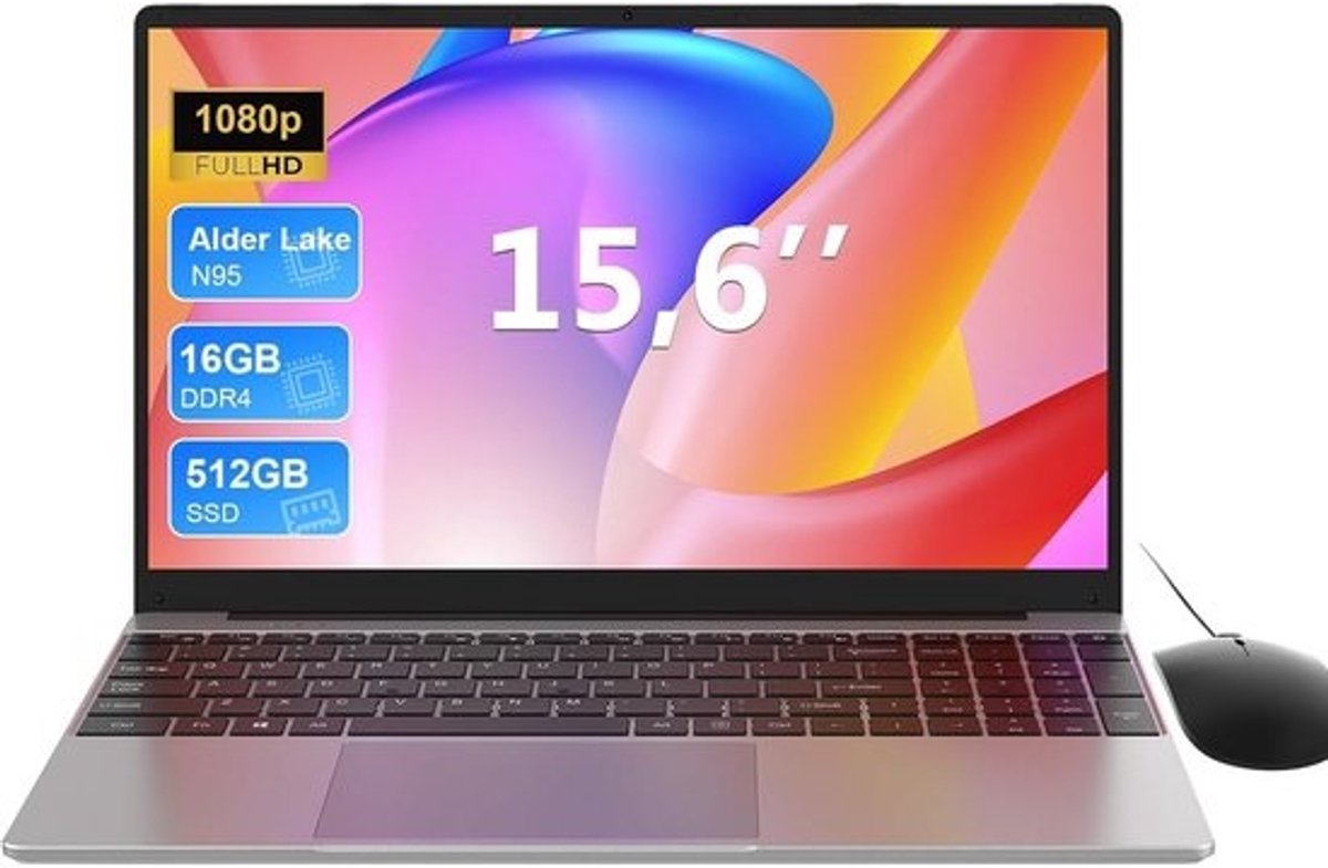 Krachtige 15,6 inch Laptop met 16GB RAM, 512GB SSD en Verlicht Toetsenbord - Full HD Scherm
