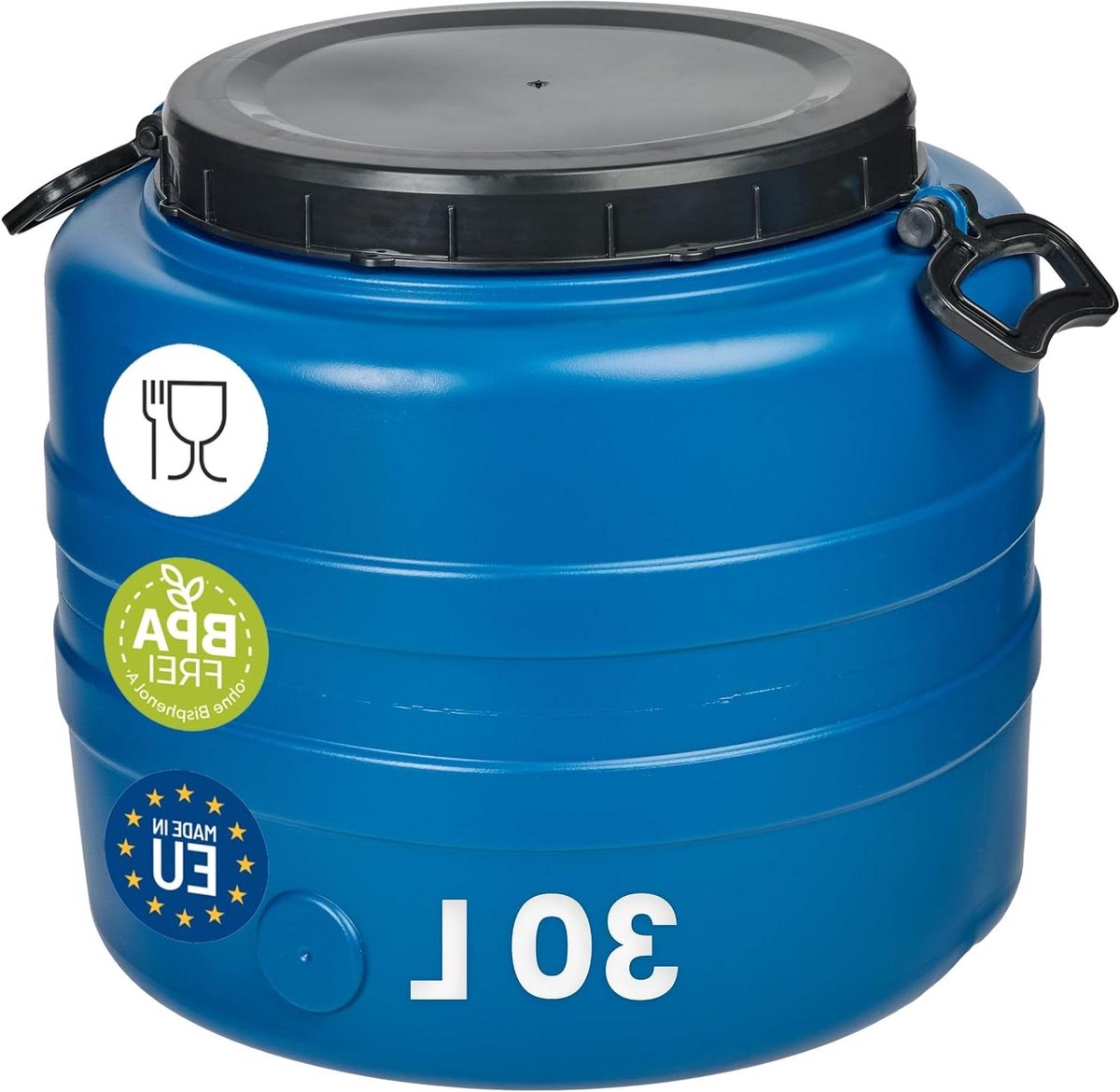Regenton Kunststof - Waterreservoir Vat - Regenwater Opvang - Voedselveilig HDPE - 30 Liter - Blauw