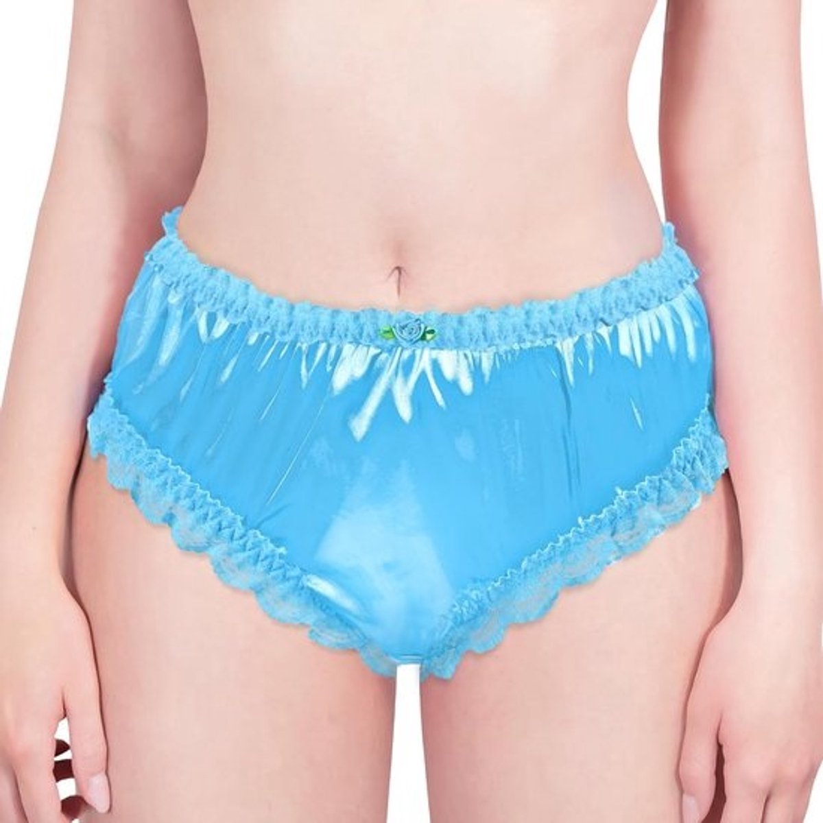 Luxe Satijnen Hipster Slip met Kant en Ruches voor Crossdressers en Transgender - Uniseks Ondergoed