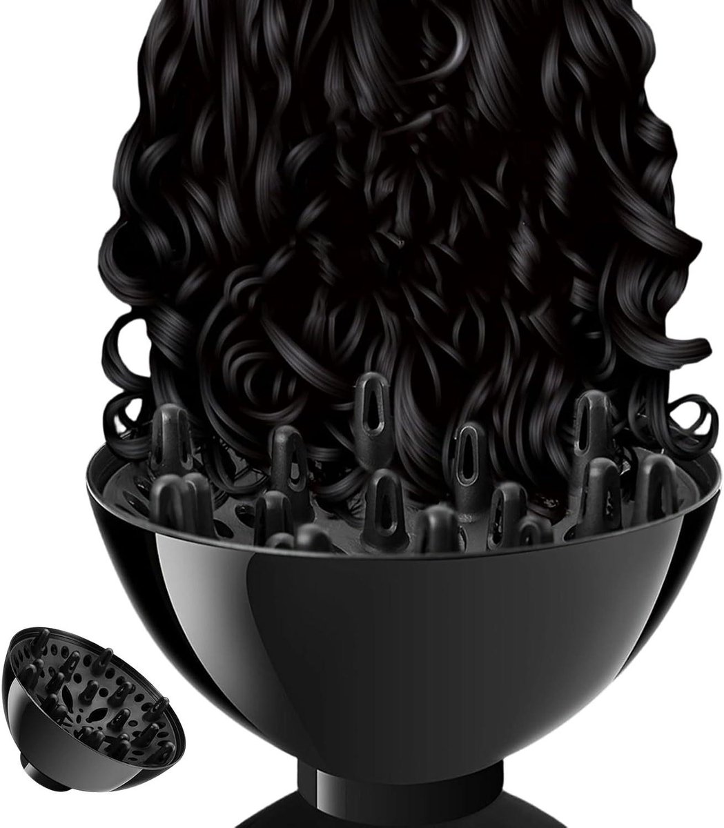 Föhn Opzetstuk - Haardroger Diffuser - Haar Styling - Universele Pasvorm - 15 x 9 x 6 cm - Zwart