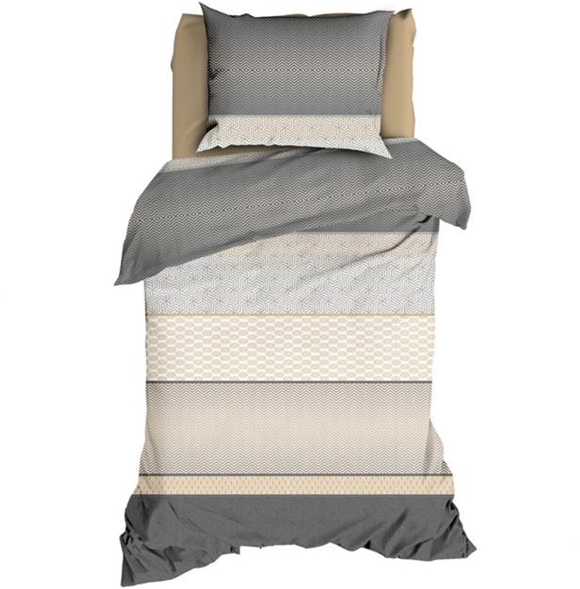 Satin d'Or Maddox Dekbedovertrek - Eenpersoons - 140x200/220 cm - Beige