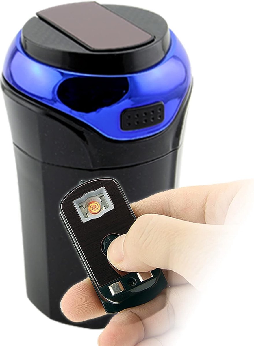 Auto Asbak met Verwijderbare Aansteker en Blauwlicht LED - Blauw - Draagbaar en Afneembaar - Voor in de Auto