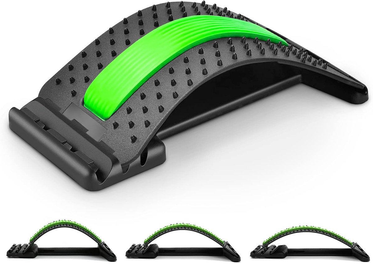 Rugstretcher - Groen - Voor het Verlichten van Rugpijn - Draagbare Rugtrainer voor Thuis en Op Reis