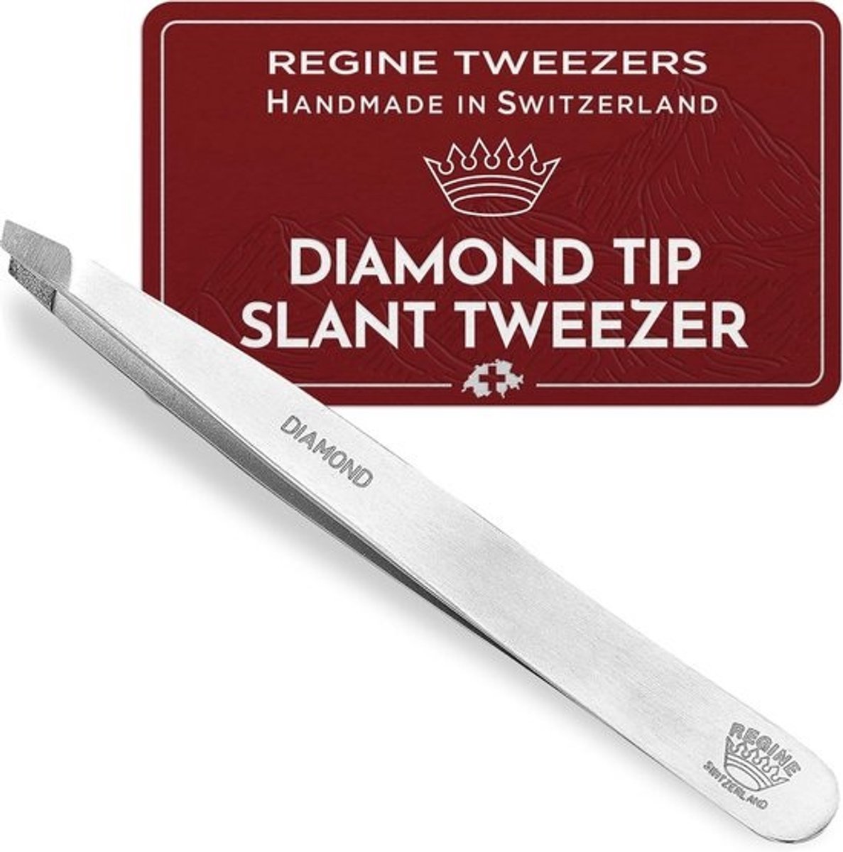 Precisie Pincet met Diamant Tip voor Wenkbrauwen en Ontharing | RVS