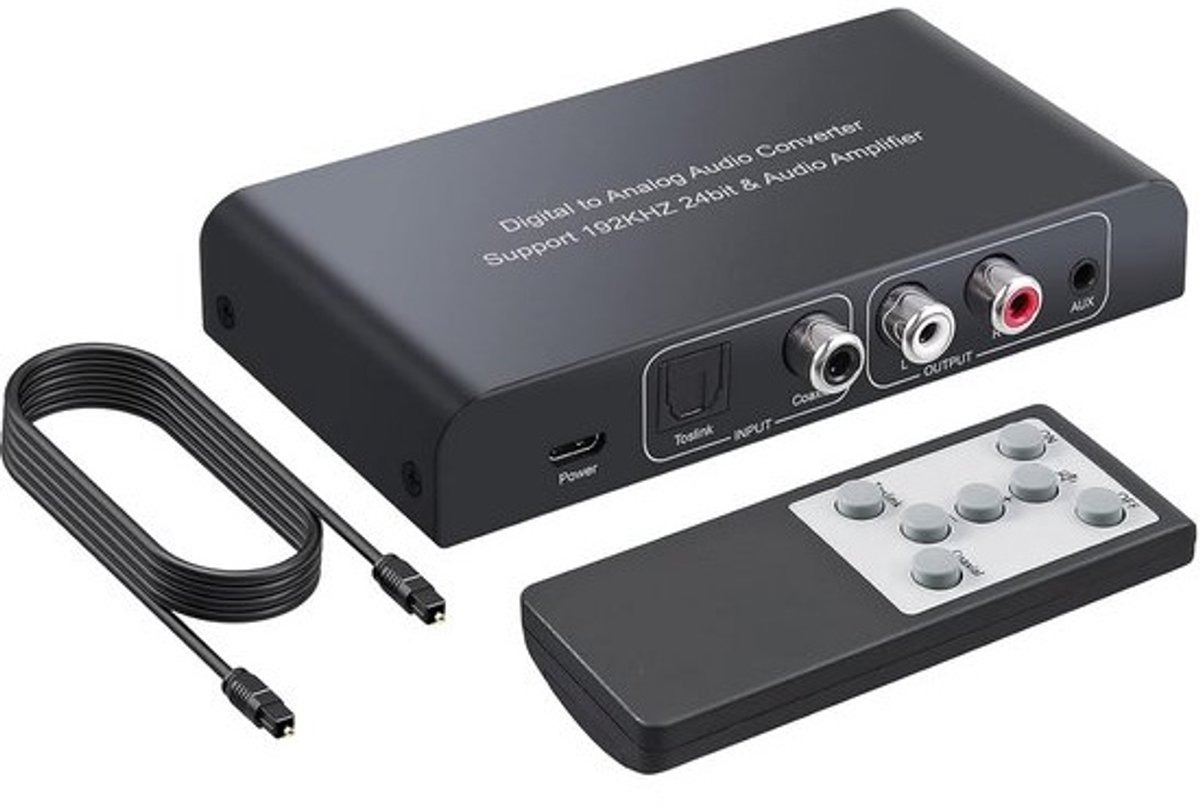Digitale naar Analoge Audio Converter 192kHz met Afstandsbediening voor Coaxiaal en Toslink