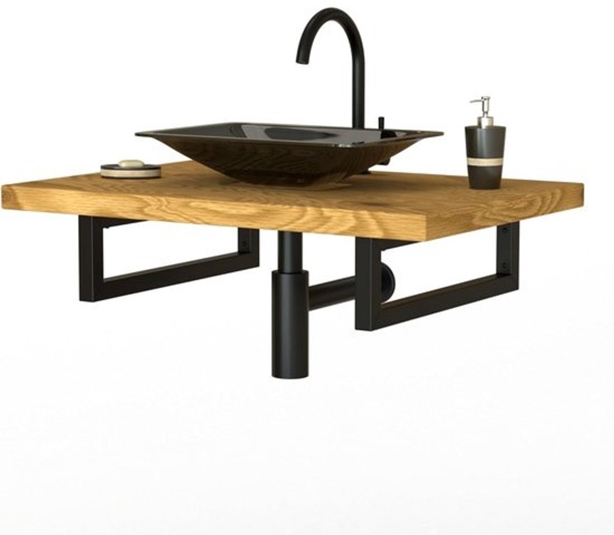 Set van 2 Wandconsoles voor Wastafel of Plank, Zwart Staal