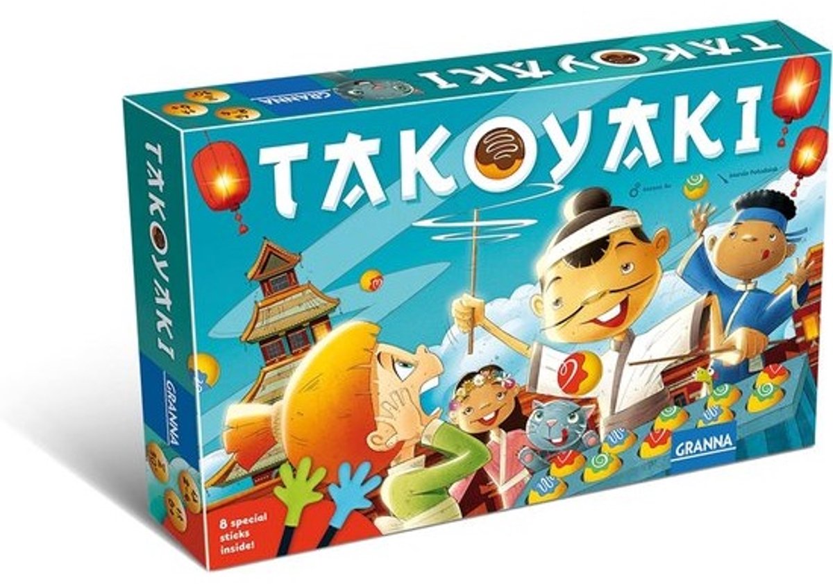 Behendigheidsspel Takoyaki - Snel Familiespel met Eetstokjes voor 2 tot 4 Spelers