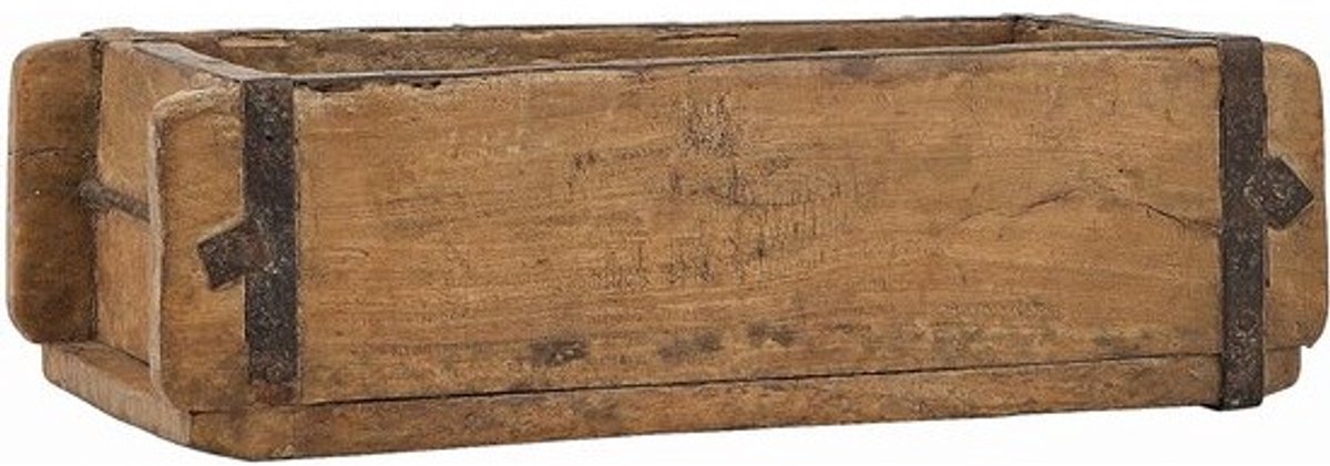 Oude Baksteenvorm - Houten Kist - Decoratie Display - Uniek Vintage Stuk - 32x15x9.5cm - Bruin
