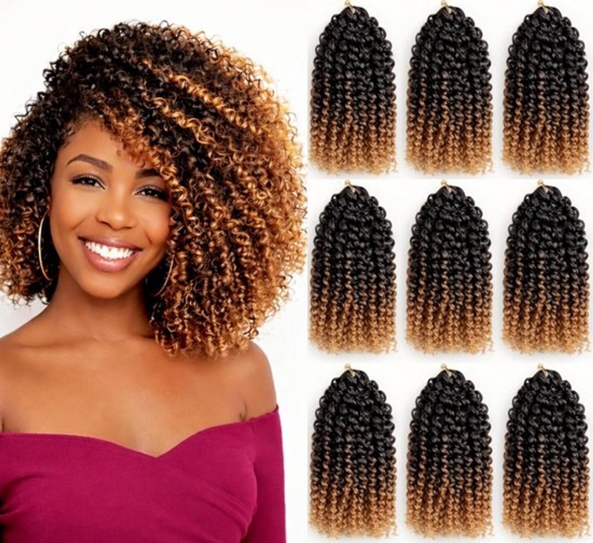 Kroes Krullend Crochet Vlecht Haarverlenging voor Haakvlecht Natuurlijke Look